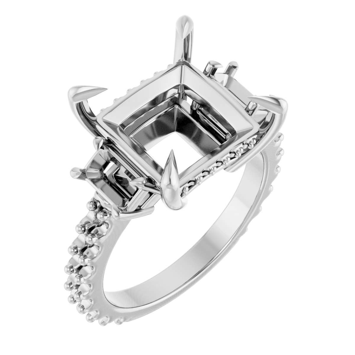 Claw-Prong Three-Stone Engagement Ring