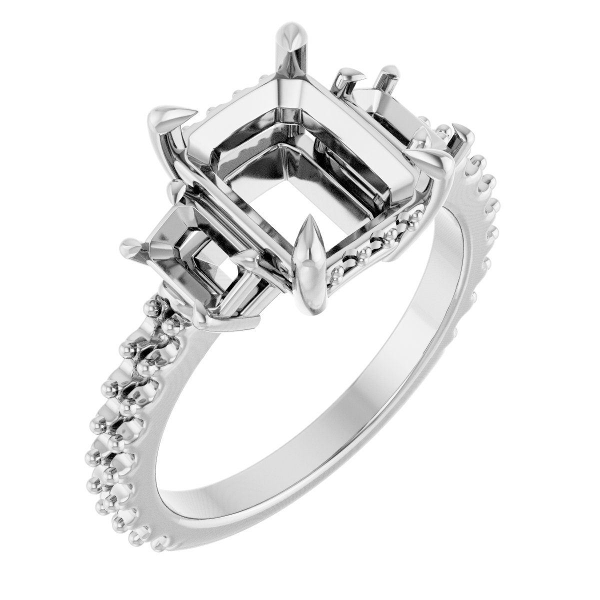 Claw-Prong Three-Stone Engagement Ring