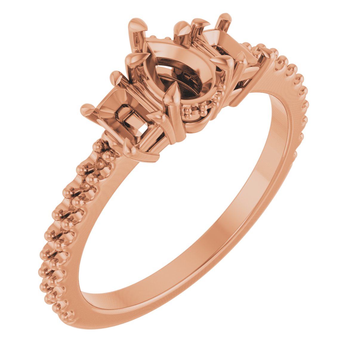 Claw-Prong Three-Stone Engagement Ring