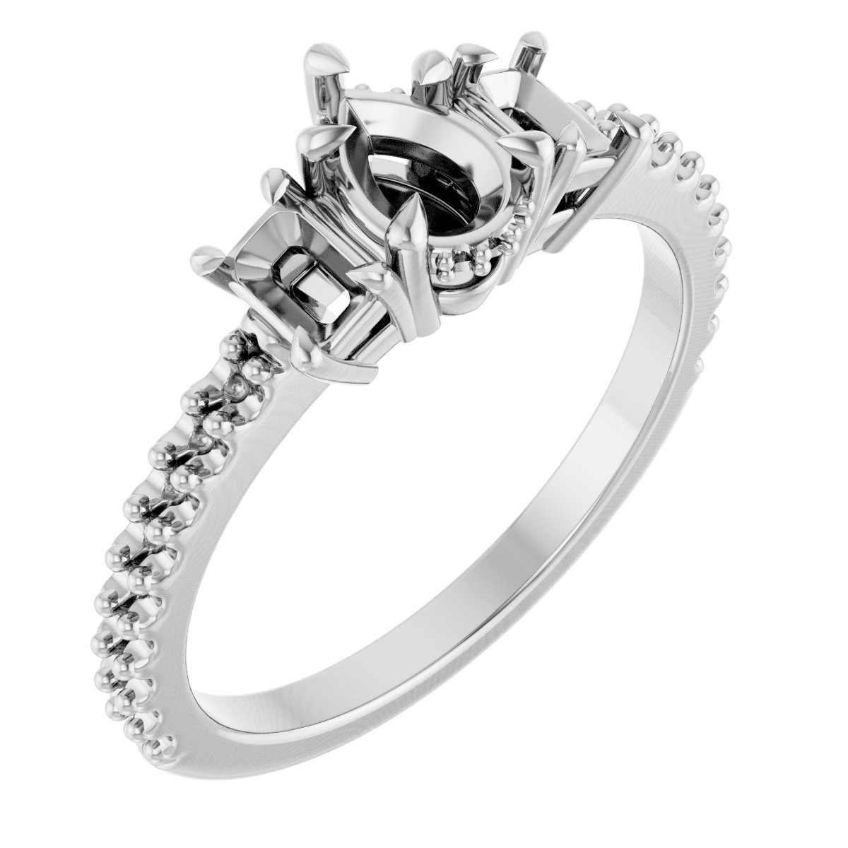 Claw-Prong Three-Stone Engagement Ring