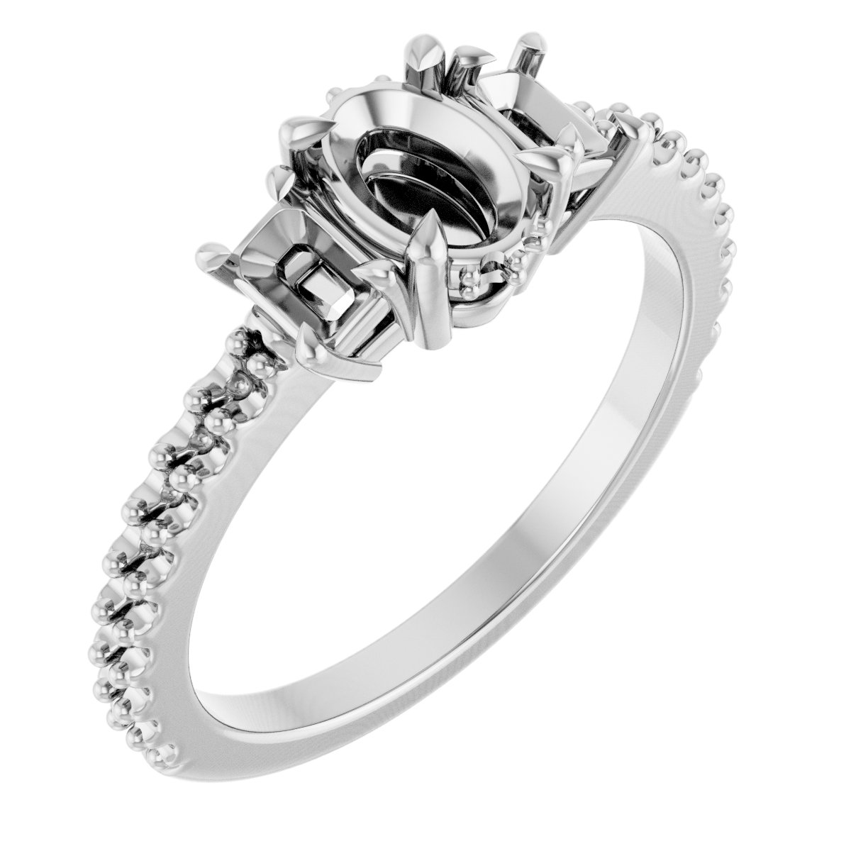 Claw-Prong Three-Stone Engagement Ring