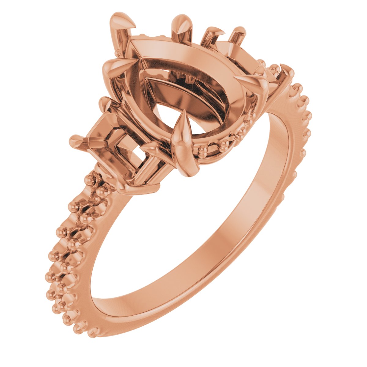 Claw-Prong Three-Stone Engagement Ring