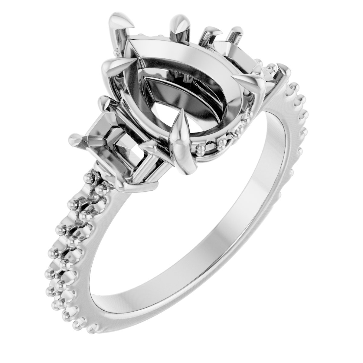 Claw-Prong Three-Stone Engagement Ring