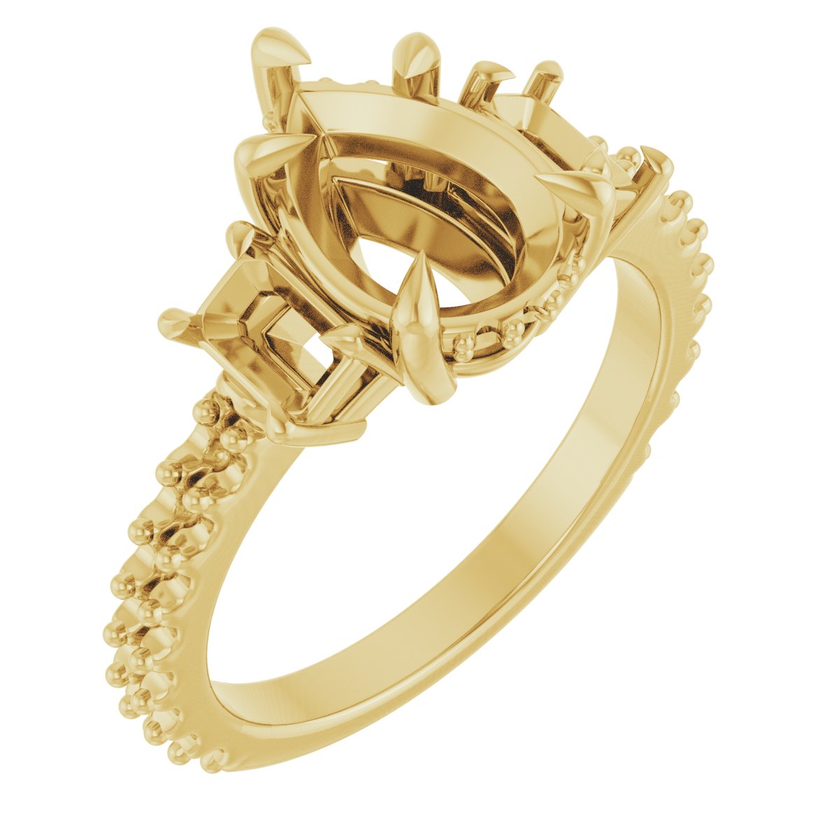 Claw-Prong Three-Stone Engagement Ring