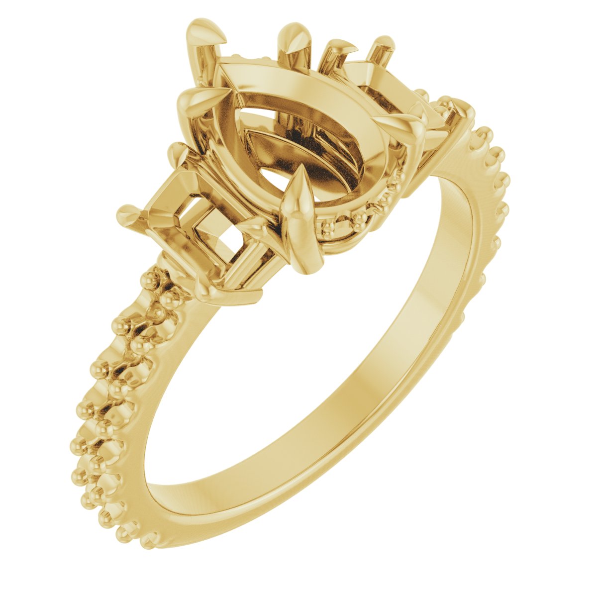 Claw-Prong Three-Stone Engagement Ring