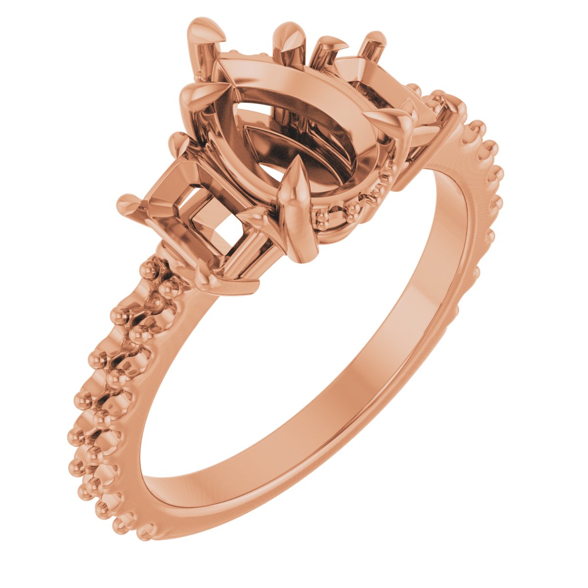 Claw-Prong Three-Stone Engagement Ring