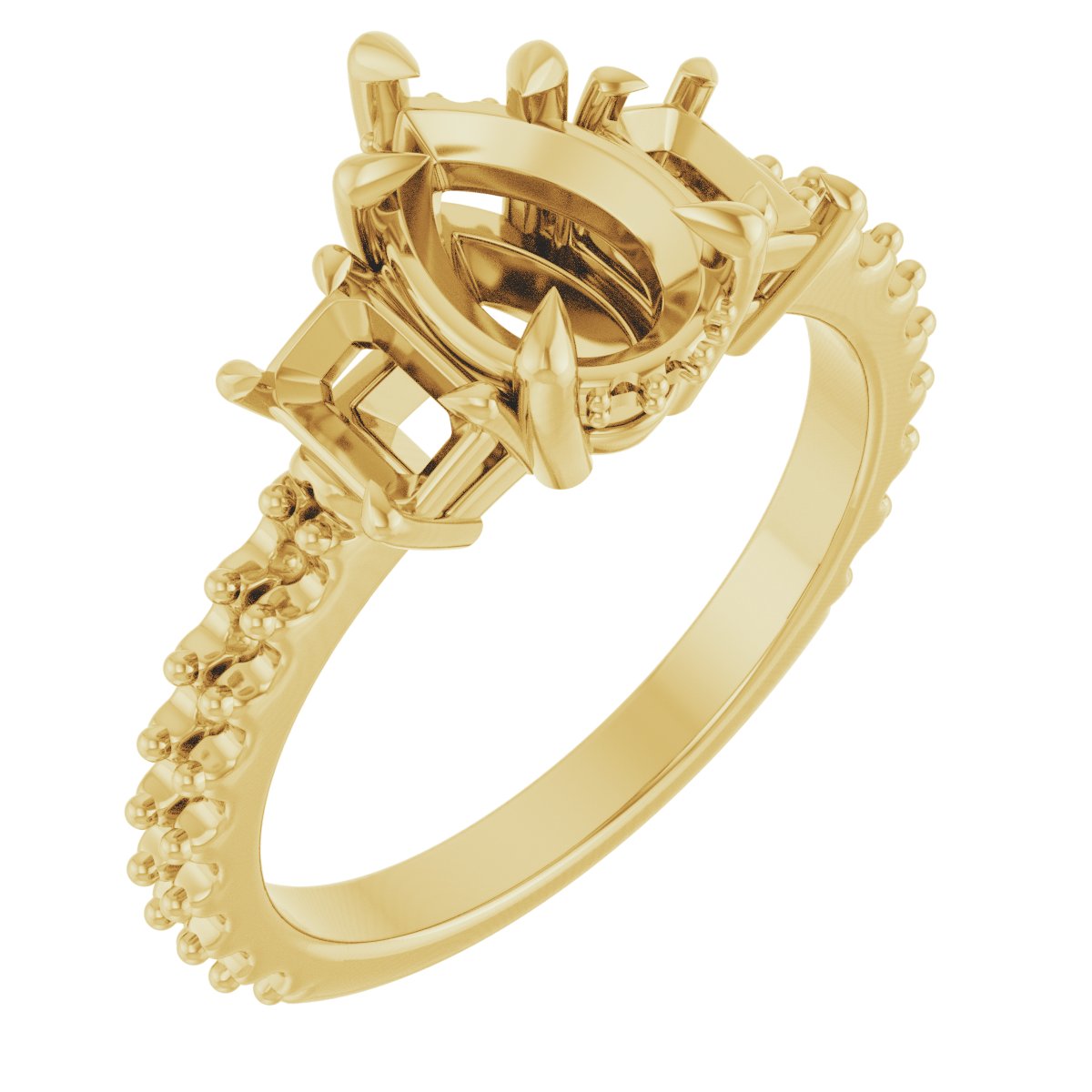 Claw-Prong Three-Stone Engagement Ring