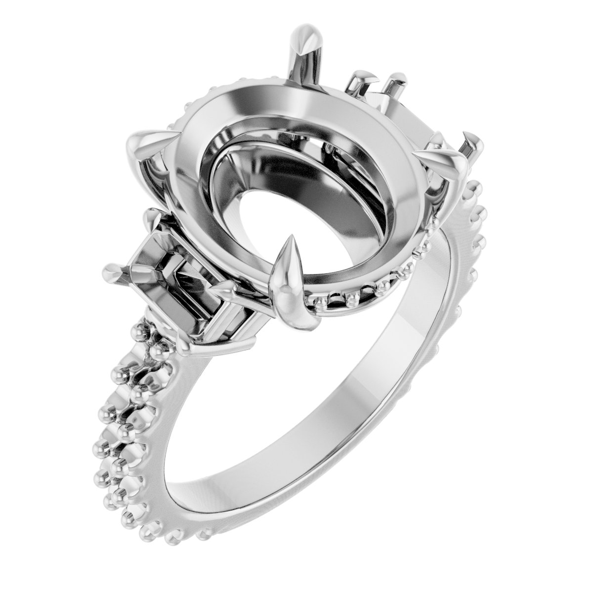 Claw-Prong Three-Stone Engagement Ring
