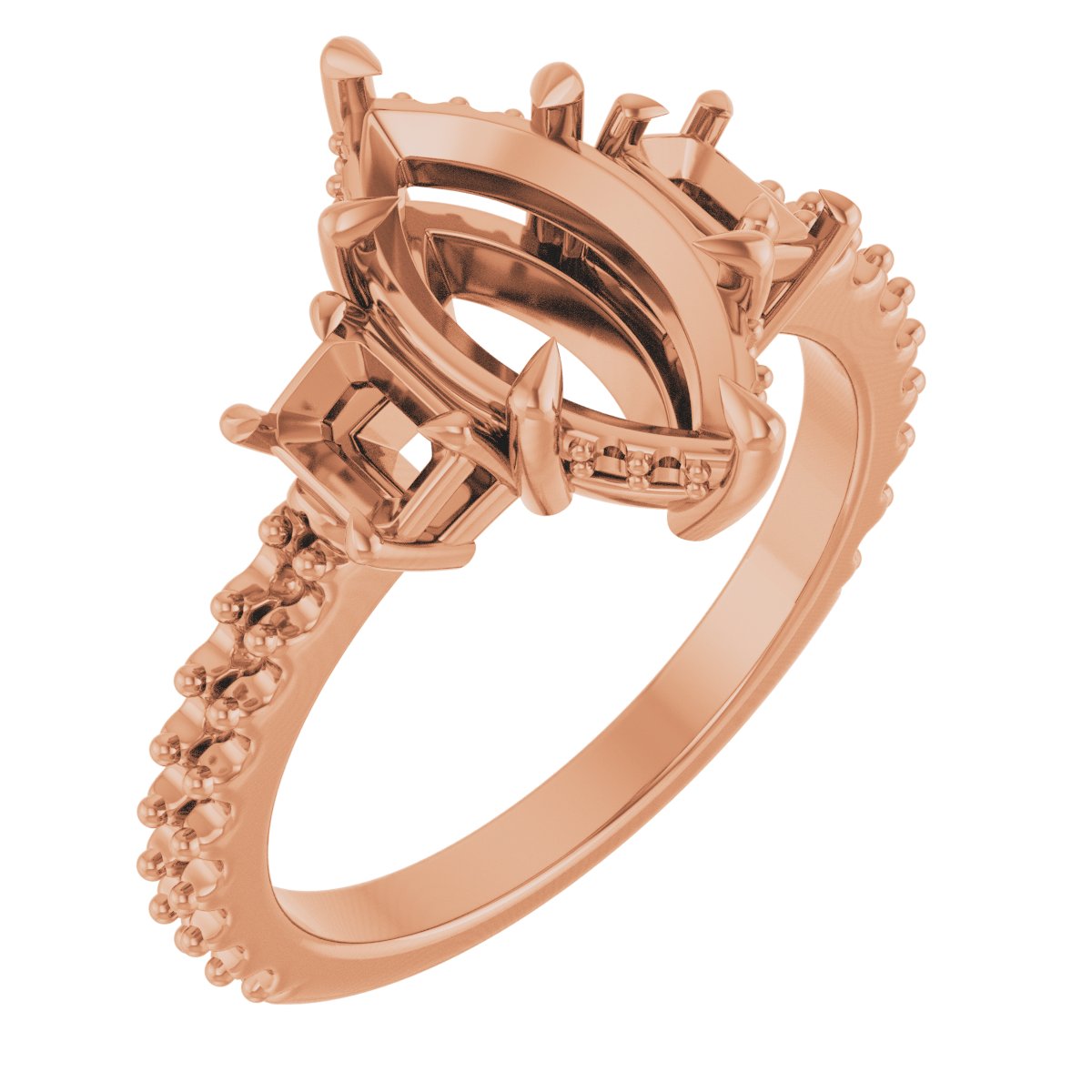 Claw-Prong Three-Stone Engagement Ring