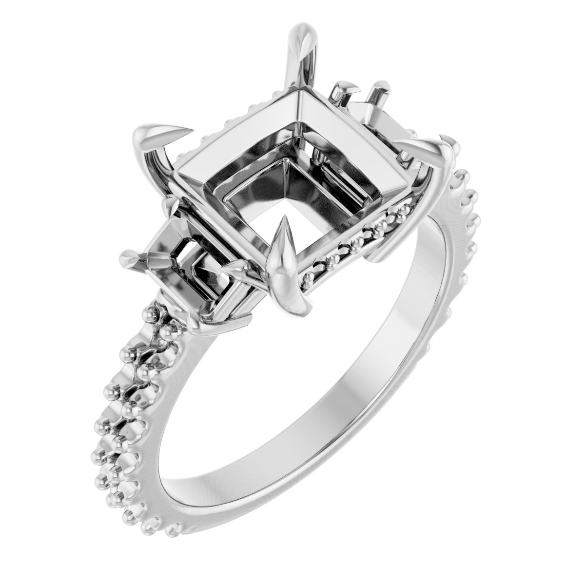 Claw-Prong Three-Stone Engagement Ring