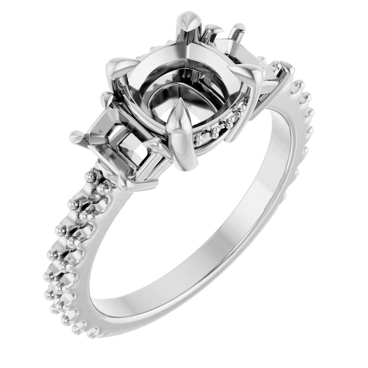 Claw-Prong Three-Stone Engagement Ring