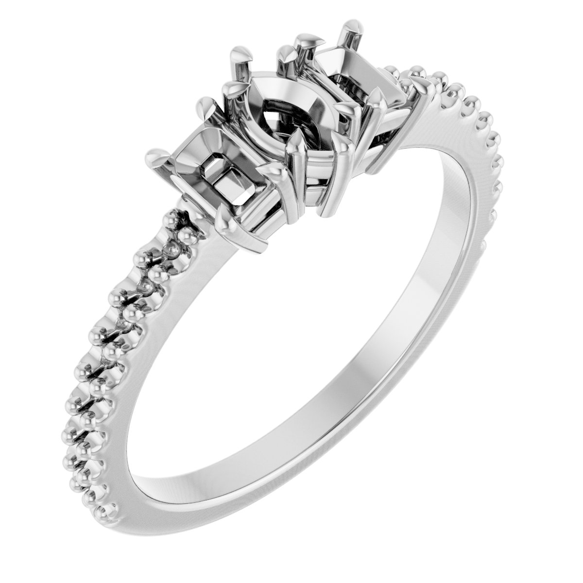 Claw-Prong Three-Stone Engagement Ring
