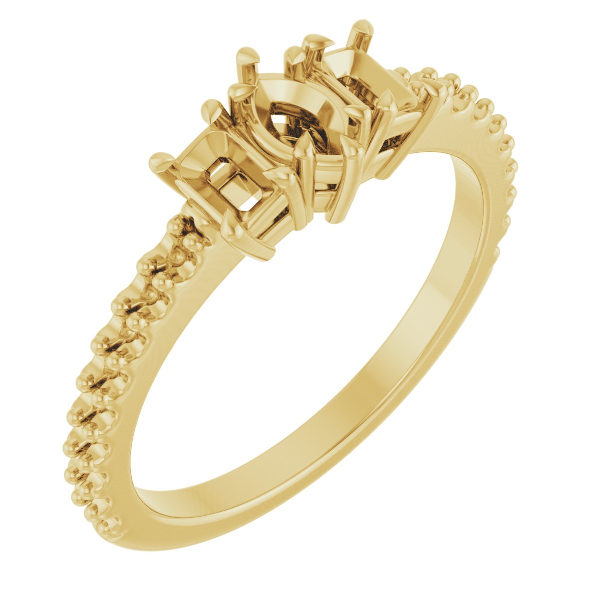 Claw-Prong Three-Stone Engagement Ring