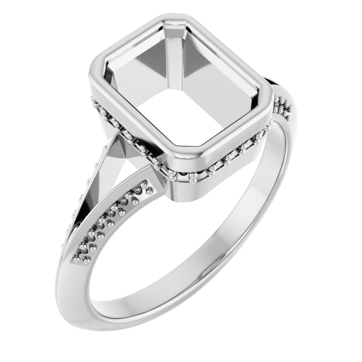 Bezel-Set Hidden Halo-Style Engagement Ring