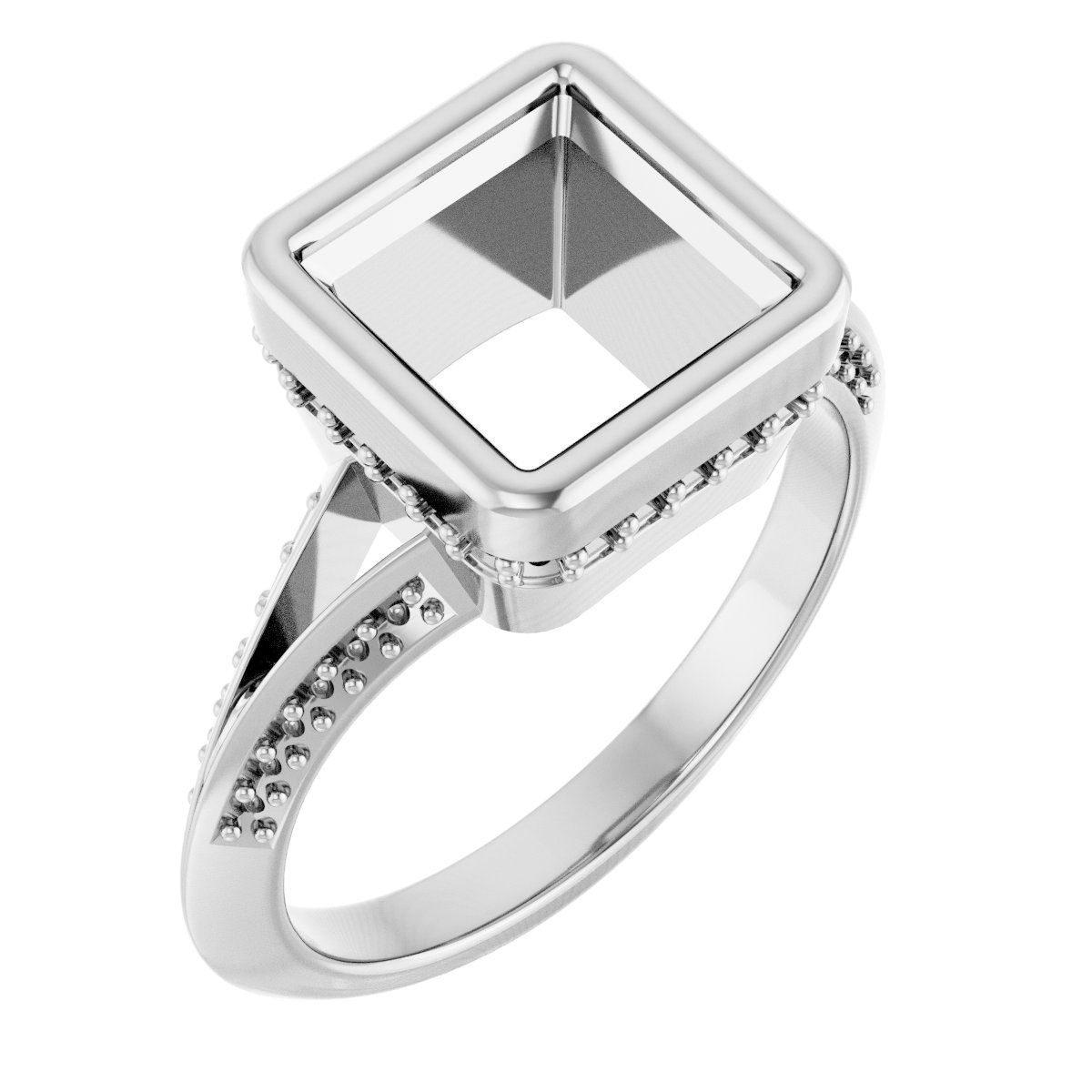 Bezel-Set Hidden Halo-Style Engagement Ring