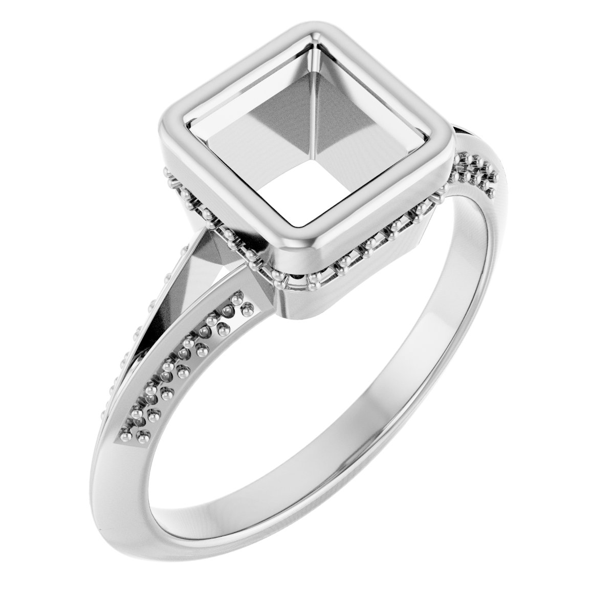 Bezel-Set Hidden Halo-Style Engagement Ring