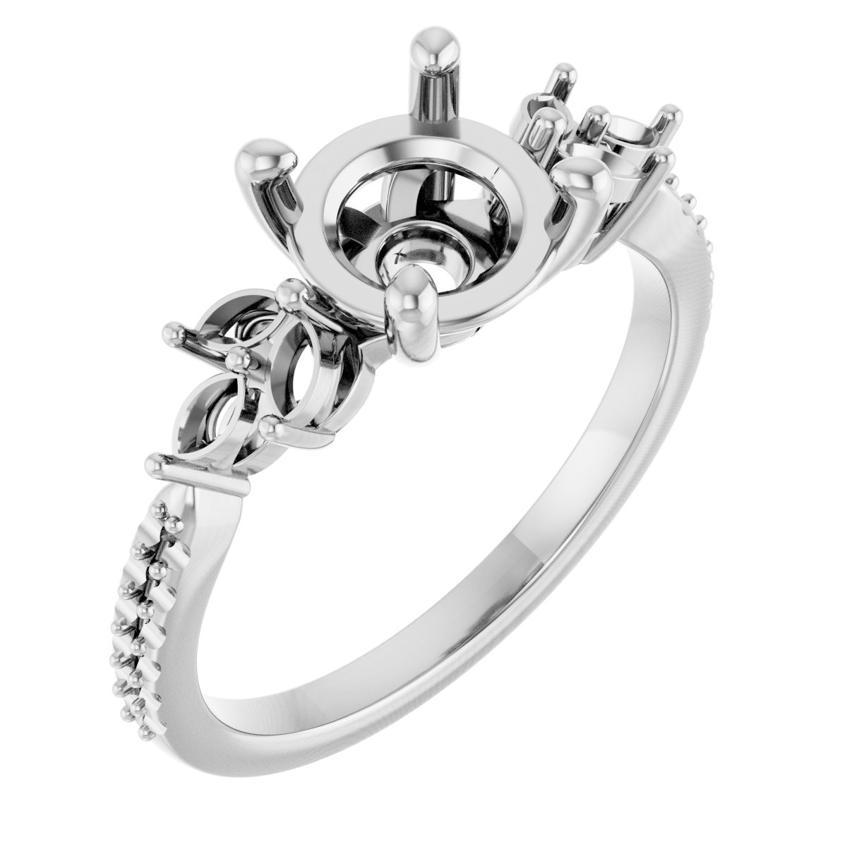 Accented Floral Engagement Ring or Band