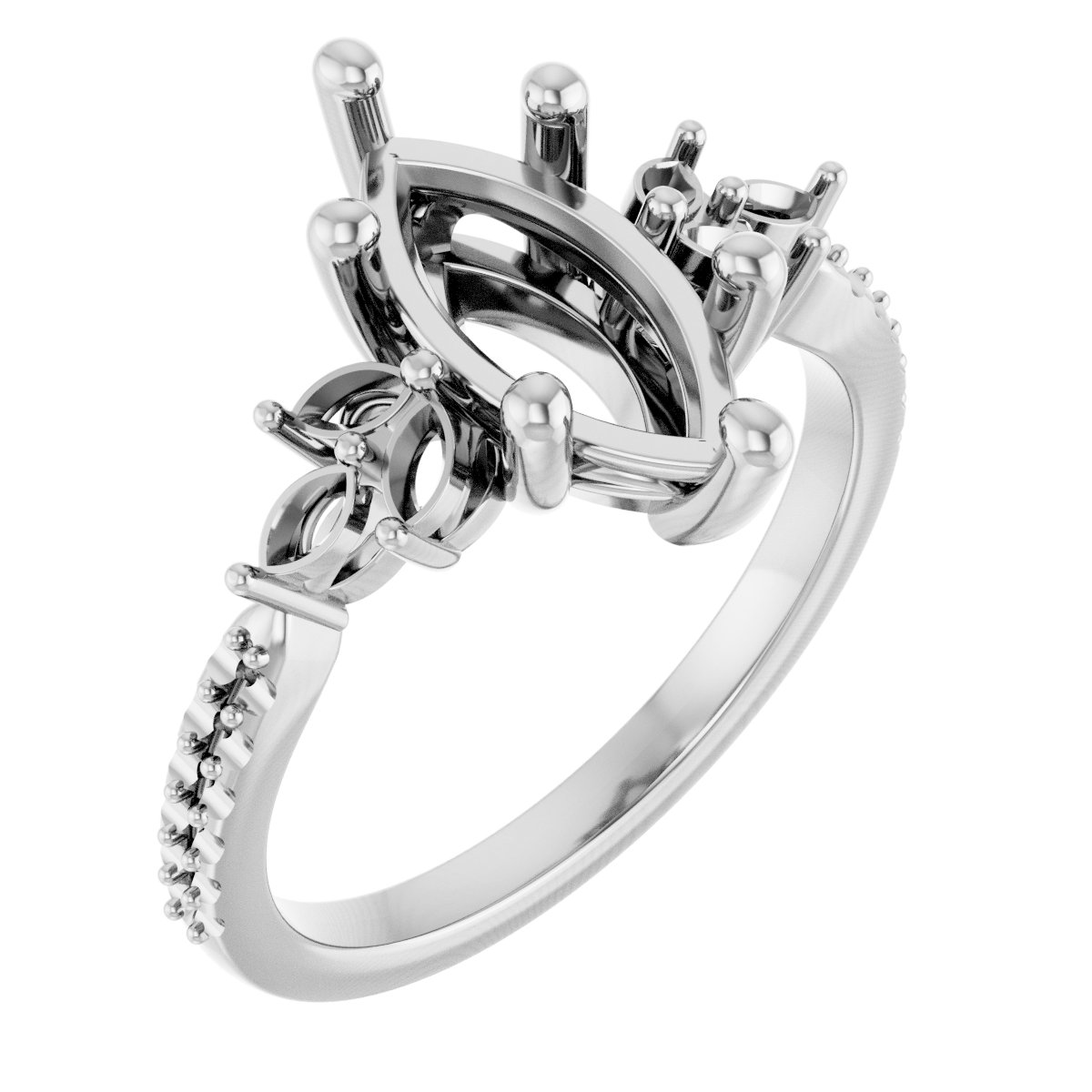 Accented Floral Engagement Ring or Band