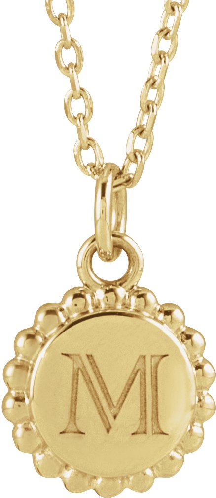 18K Yellow Vermeil Engravable Beaded Disc 16-18