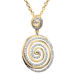 Natural Diamond Circle Necklace – 14K White/Yellow Gold