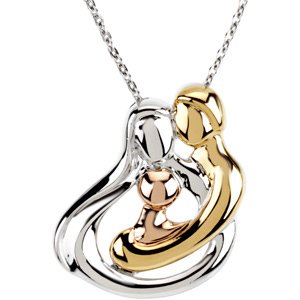 18K Yellow Gold-Plated and 14K Rose Gold-Plated Sterling Silver 1 Child Family 18" Necklace