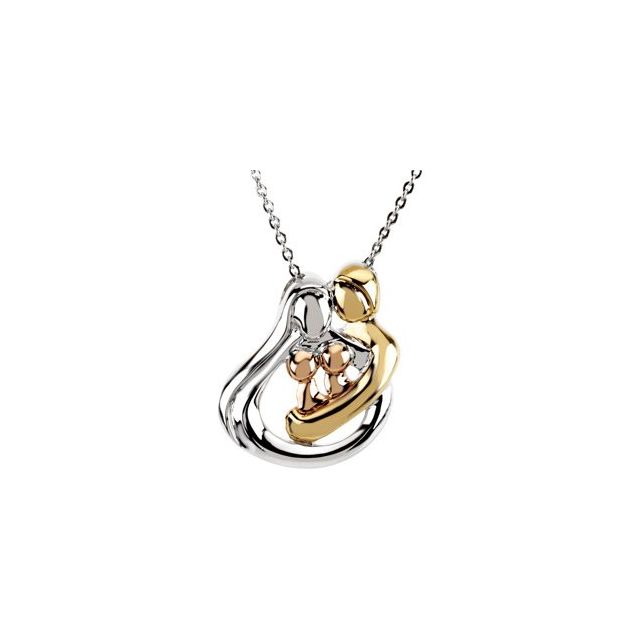 18K Yellow Gold-Plated and 14K Rose Gold-Plated Sterling Silver 2 Child Family 18