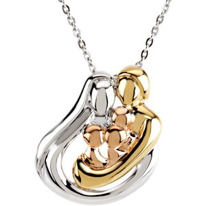 18K Yellow Gold-Plated and 14K Rose Gold-Plated Sterling Silver 3 Child Family 18" Necklace