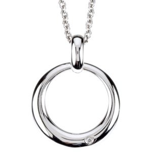 Sterling Silver .01 CT Natural Diamond Circle 18 Necklace