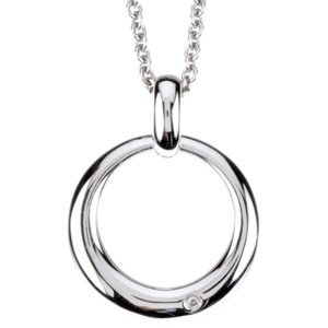 Sterling Silver .01 CT Diamond Circle 18 inch Necklace Ref. 2745333