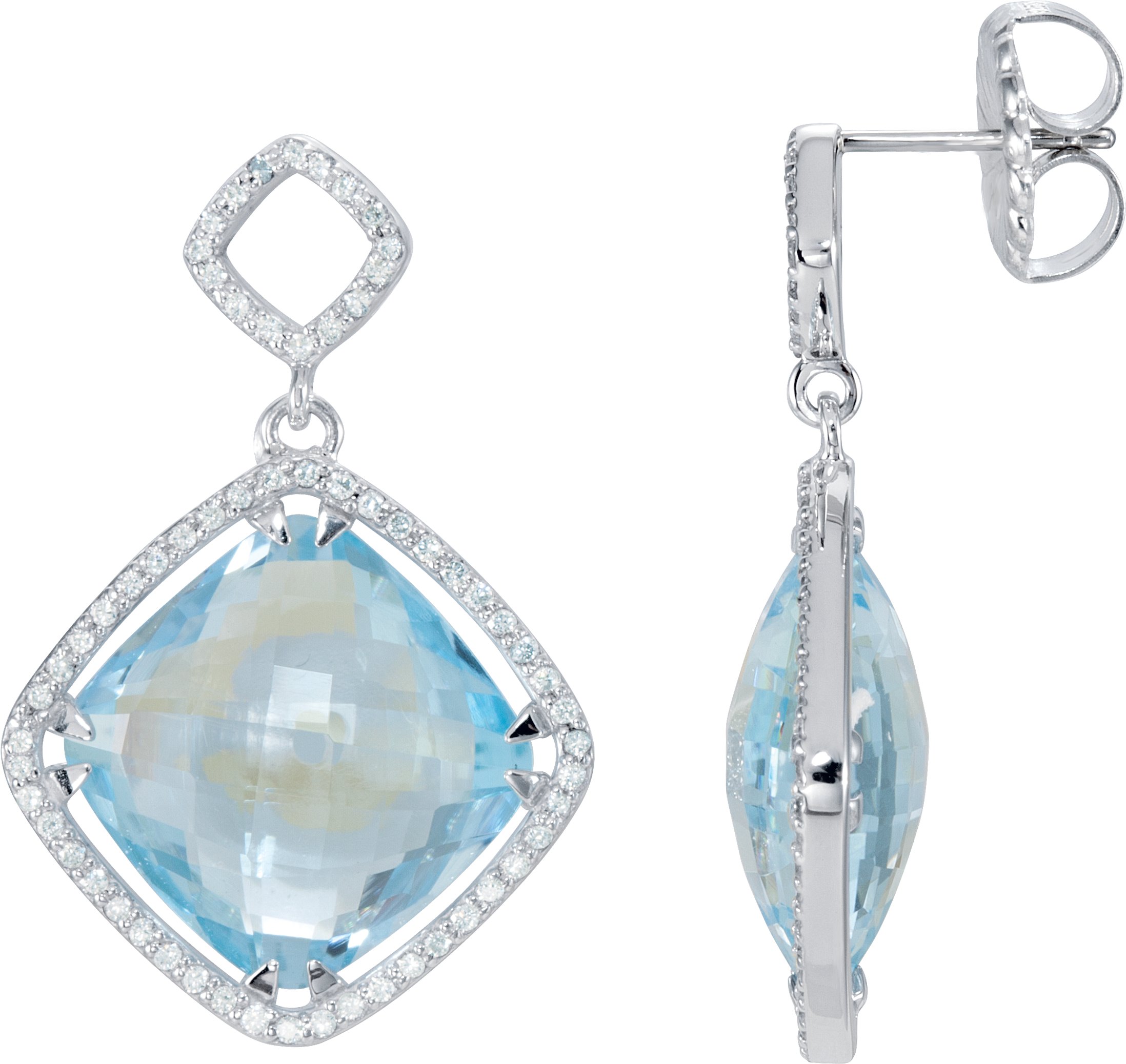 Sterling Silver Sky Blue Topaz and .625 CTW Diamond Earrings Ref 3638556