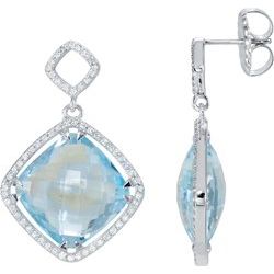 Gemstone & Diamond Halo-Styled Earrings or Mounting