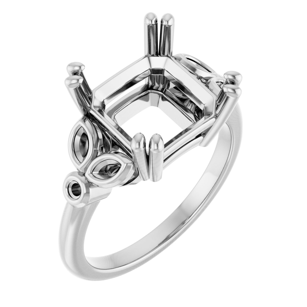 Twin-Prong Accented Engagement Ring