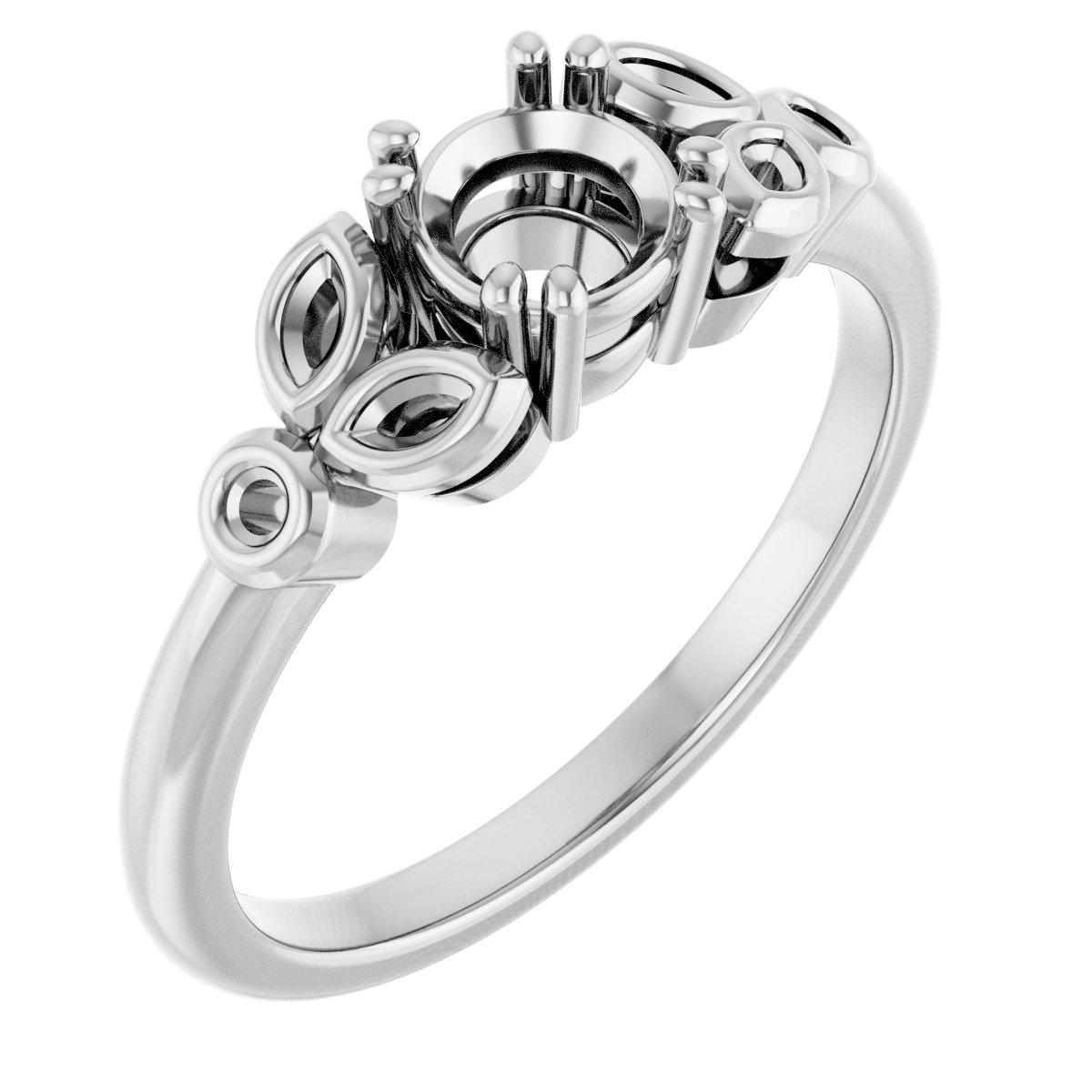 Twin-Prong Accented Engagement Ring