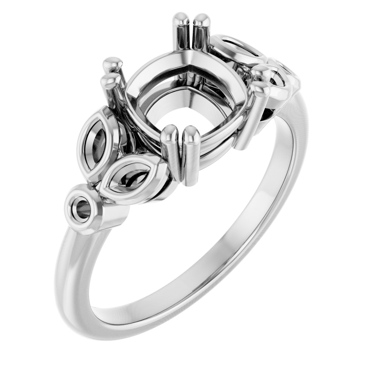 Twin-Prong Accented Engagement Ring
