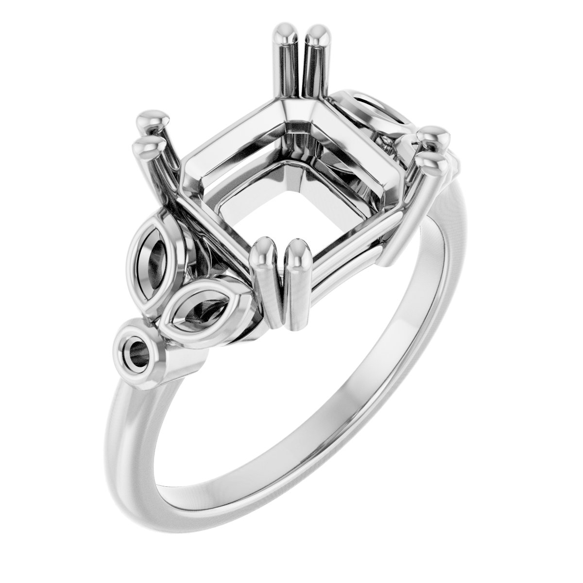 Twin-Prong Accented Engagement Ring