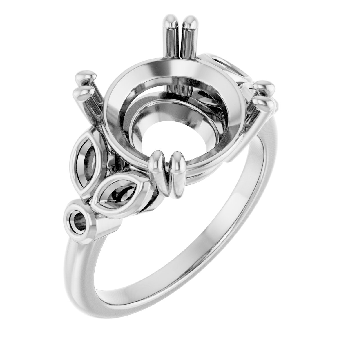 Twin-Prong Accented Engagement Ring