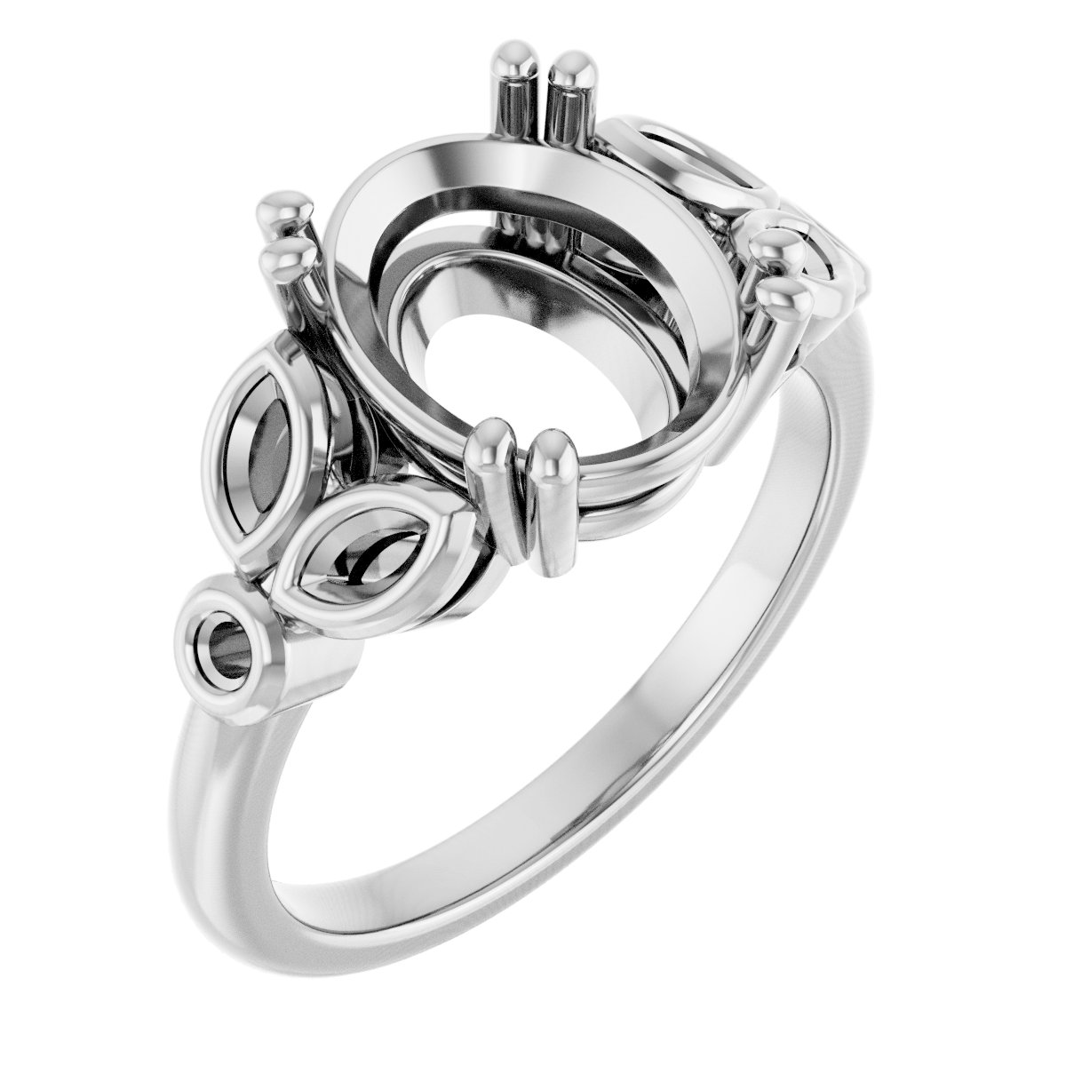 Twin-Prong Accented Engagement Ring