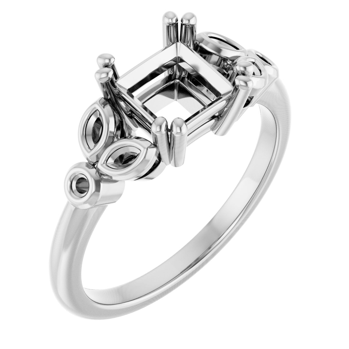 Twin-Prong Accented Engagement Ring