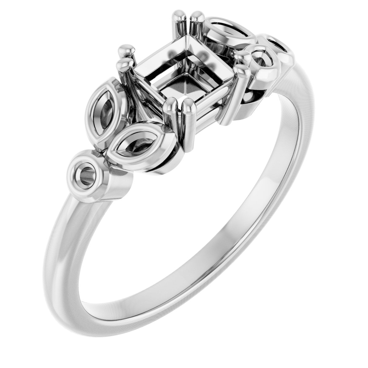 Twin-Prong Accented Engagement Ring