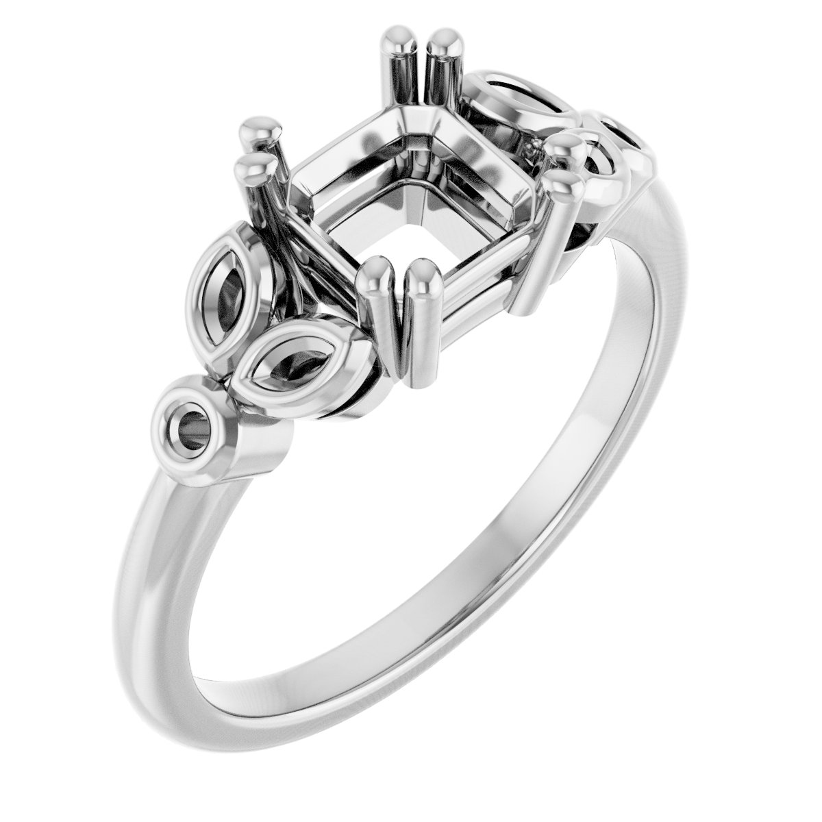 Twin-Prong Accented Engagement Ring