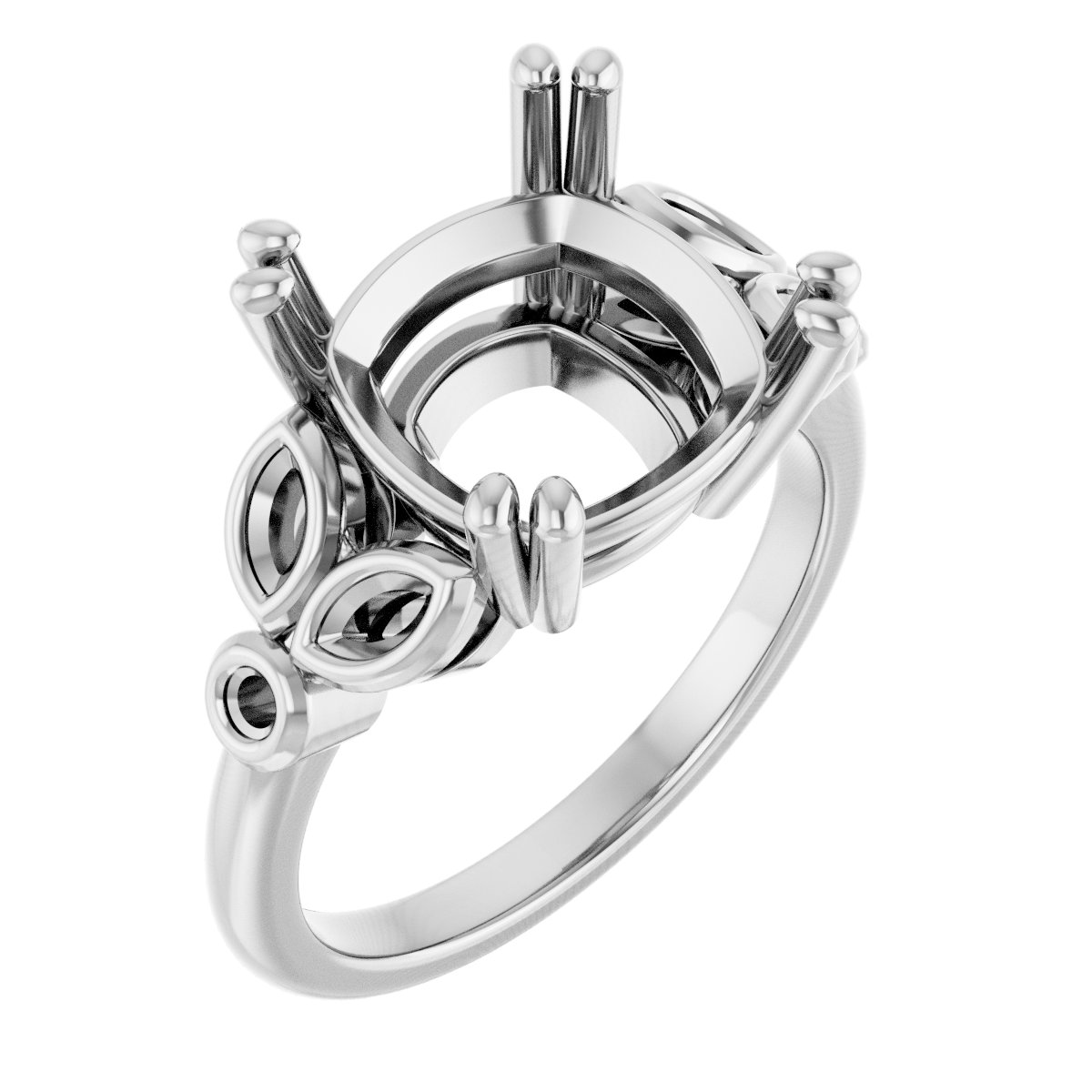 Twin-Prong Accented Engagement Ring