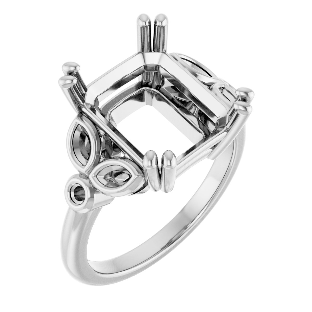 Twin-Prong Accented Engagement Ring