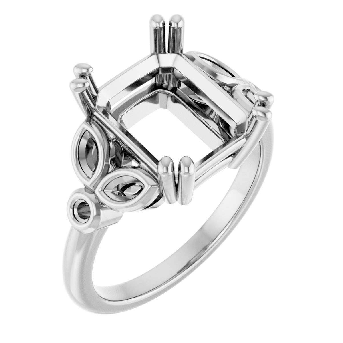 Twin-Prong Accented Engagement Ring