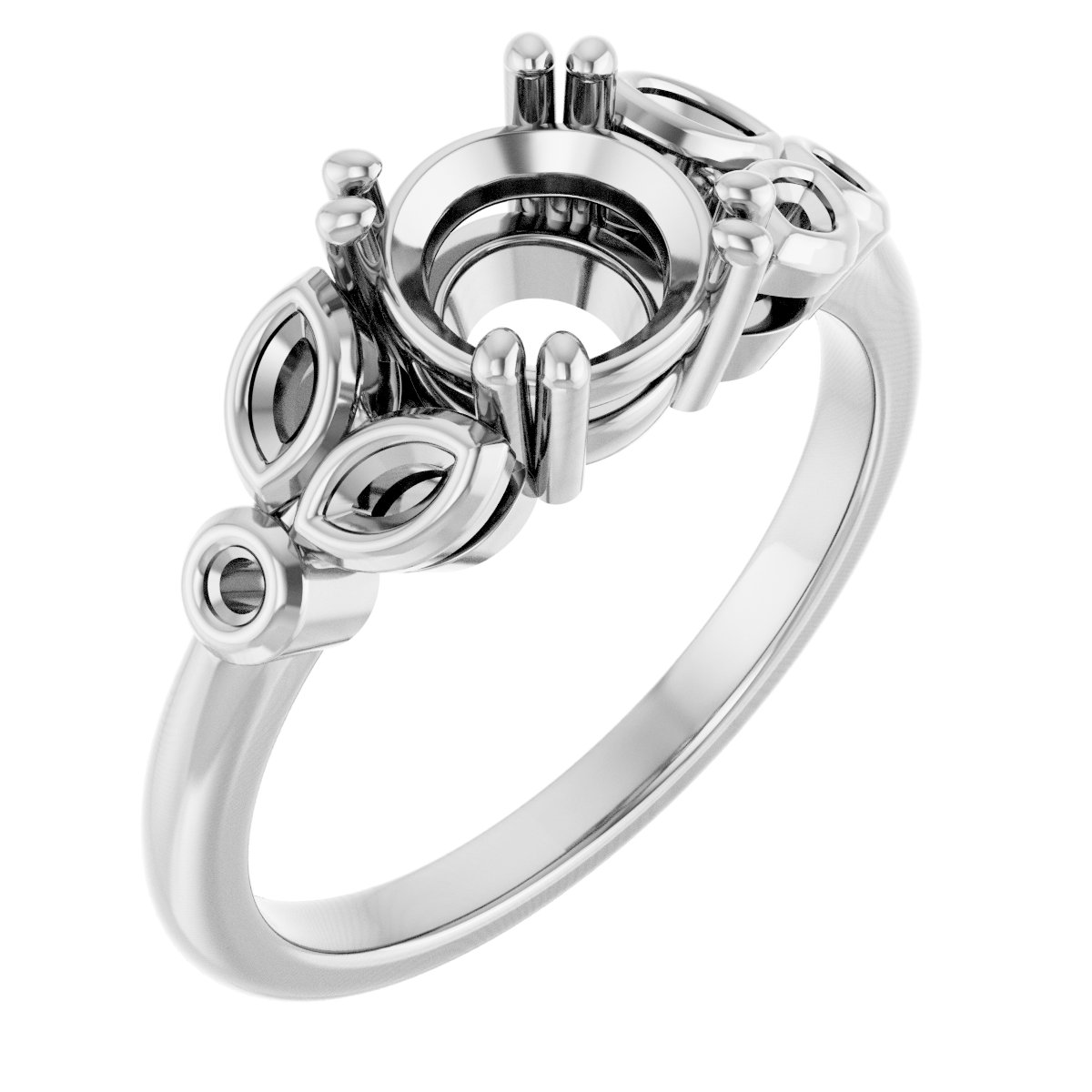 Twin-Prong Accented Engagement Ring