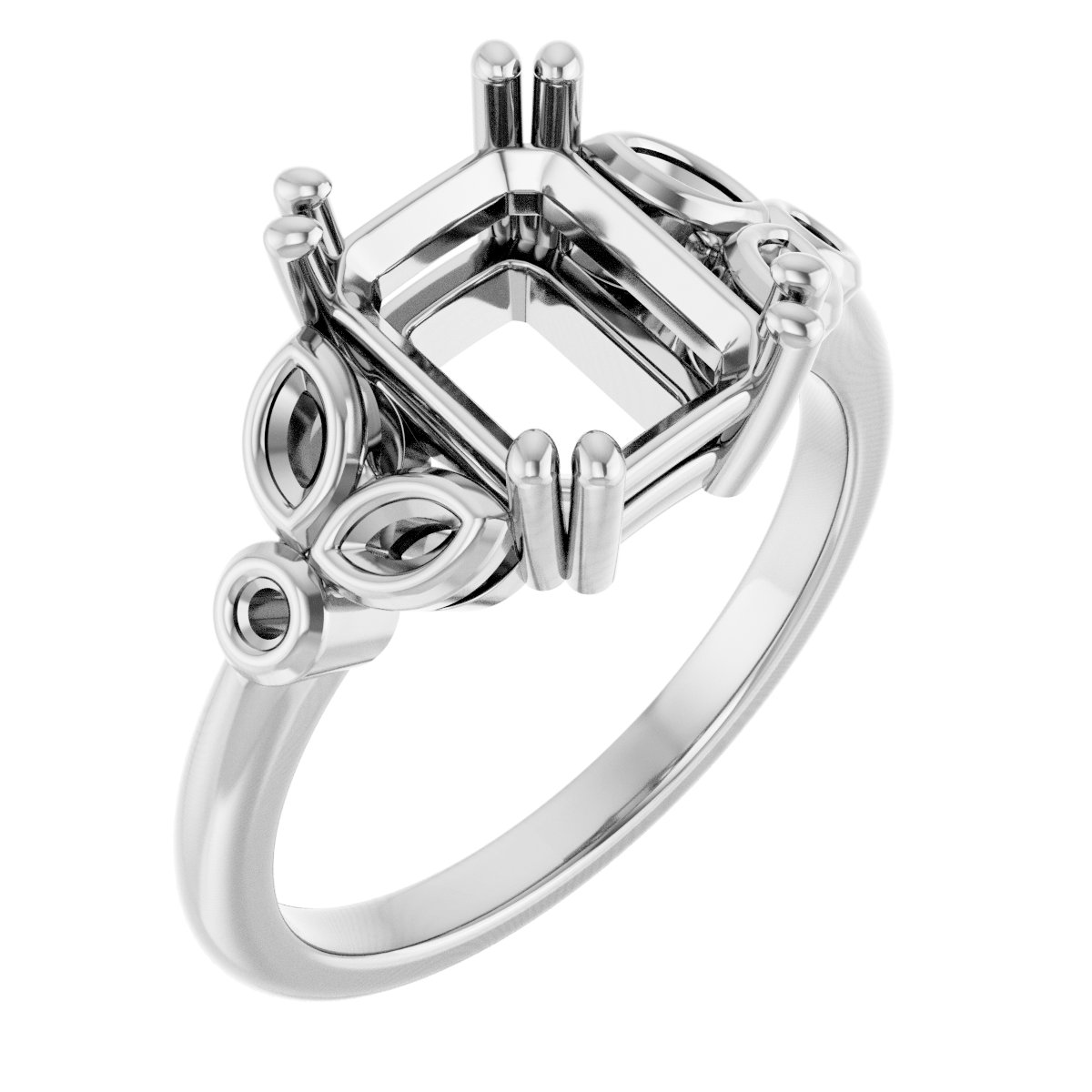 Twin-Prong Accented Engagement Ring