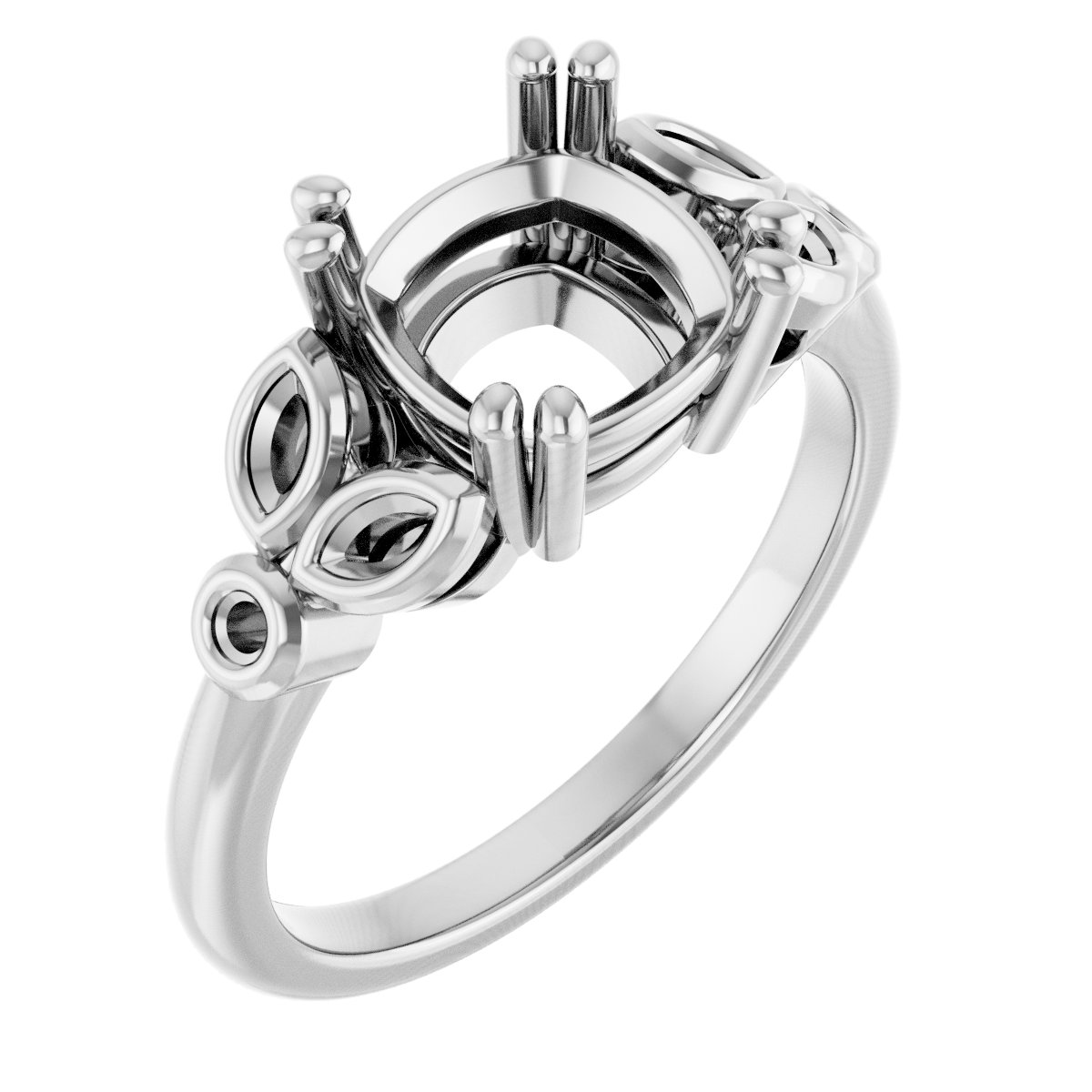 Twin-Prong Accented Engagement Ring