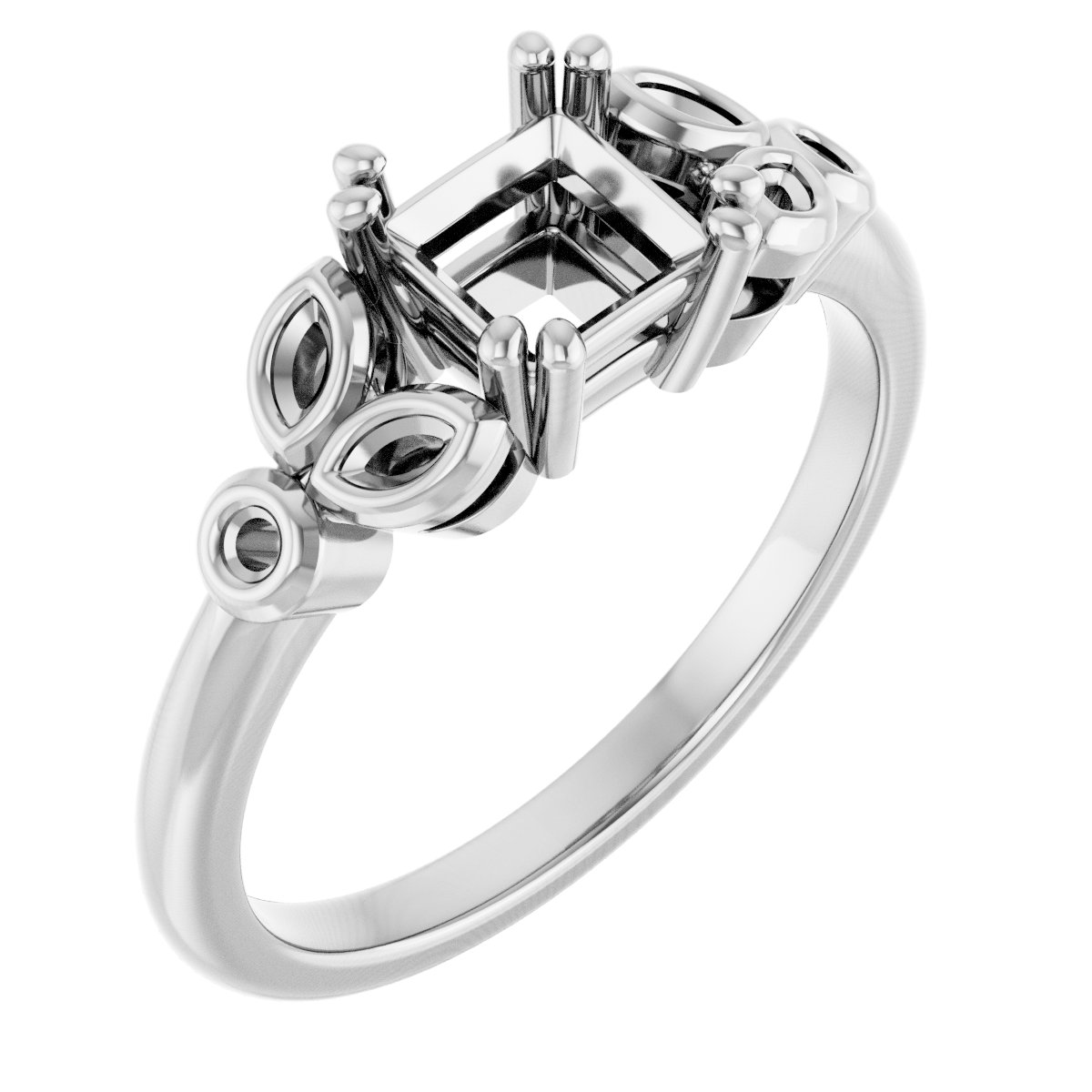 Twin-Prong Accented Engagement Ring
