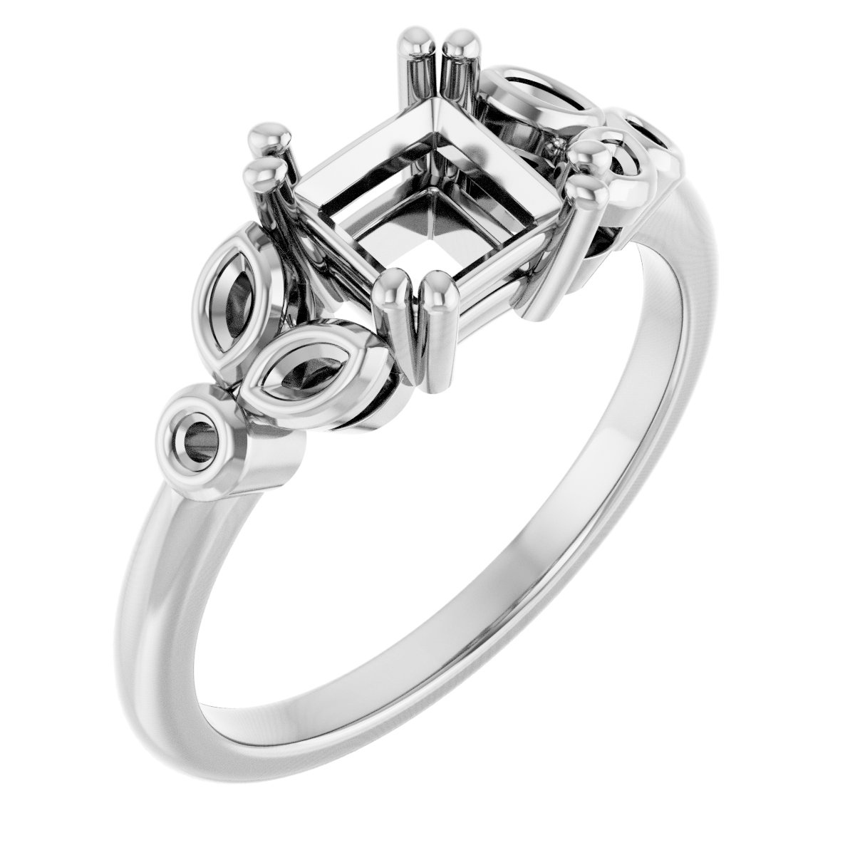 Twin-Prong Accented Engagement Ring