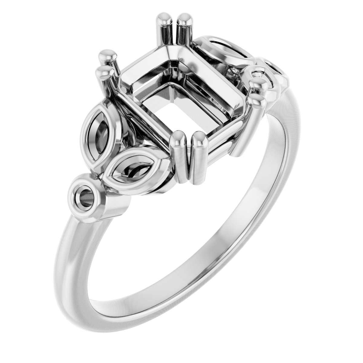 Twin-Prong Accented Engagement Ring