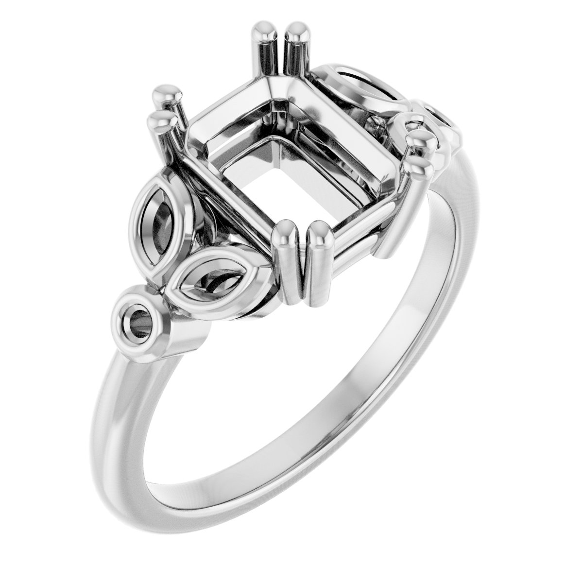 Twin-Prong Accented Engagement Ring